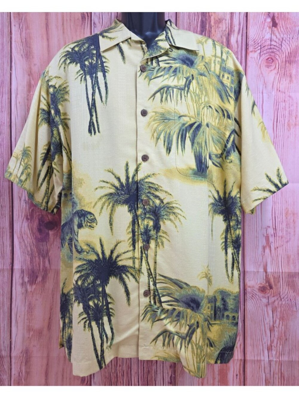 Tommy Bahama Mens Silk Hawaiian Shirt Medium Palm Tree Print